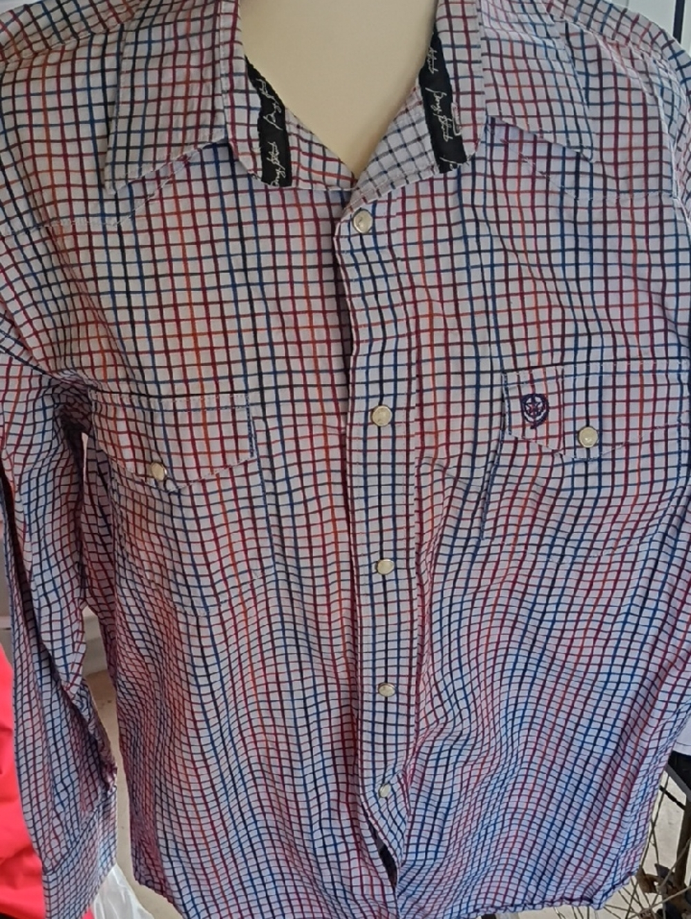 George Strait Men's Red & Blue Check Button-Up Shirt